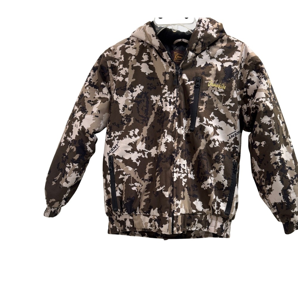 Gamehide Hunting Jacket Kids Medium Camo Waterproof Hooded Outdoors Insulated